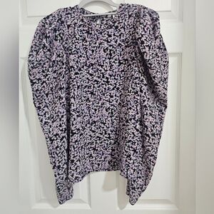 H&M Black and Purple Floral Blouse